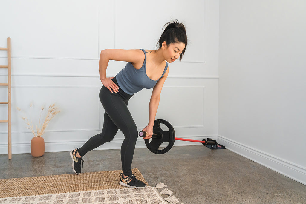use the peach bar with landmine for a multitude of exercises